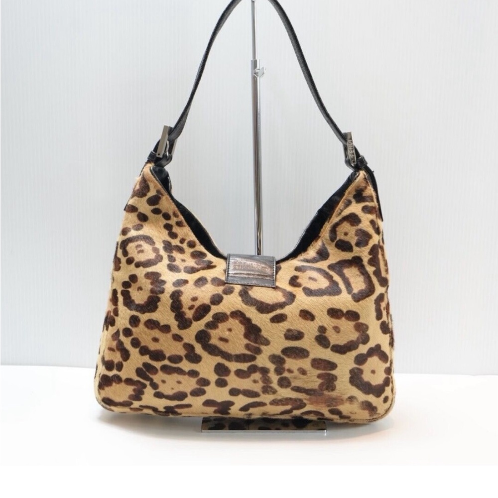 Vintage Fendi Baguette Leopard Print Pony hair Hobo Shoulder Bag - Picture 2 of 14